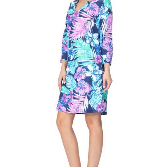 Aryeh Dresses & Skirts - Aryeh Purple Floral 3/4 Sleeve Sheath Dress
